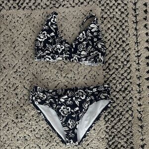 Draper James Black and White Floral Swimwear